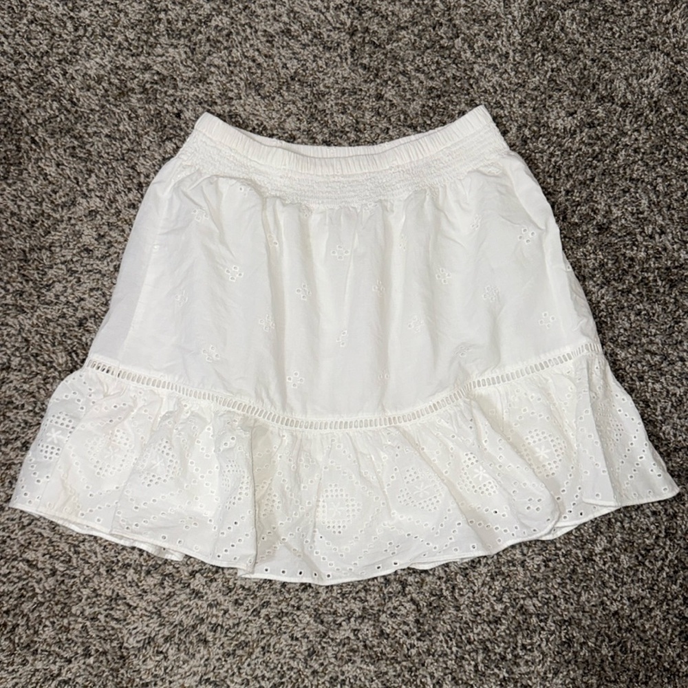 Madewell Embroidered Smock-Waist Ruffle Mini Skirt size XXS - Picture 6 of 9